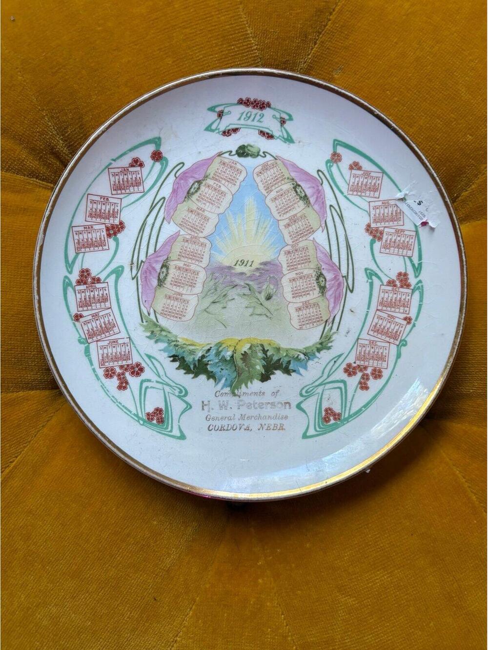 Rustic Rare COLUMBIA FALLS Montana DRUG CO calendar plate 2 YEAR - 1911 & 1912